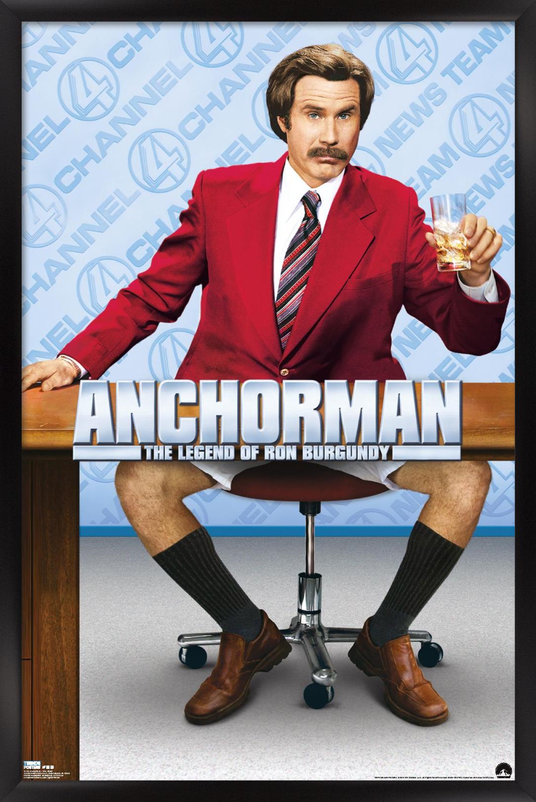 Anchorman - One Sheet Wall Poster, 22.375" x 34", Framed