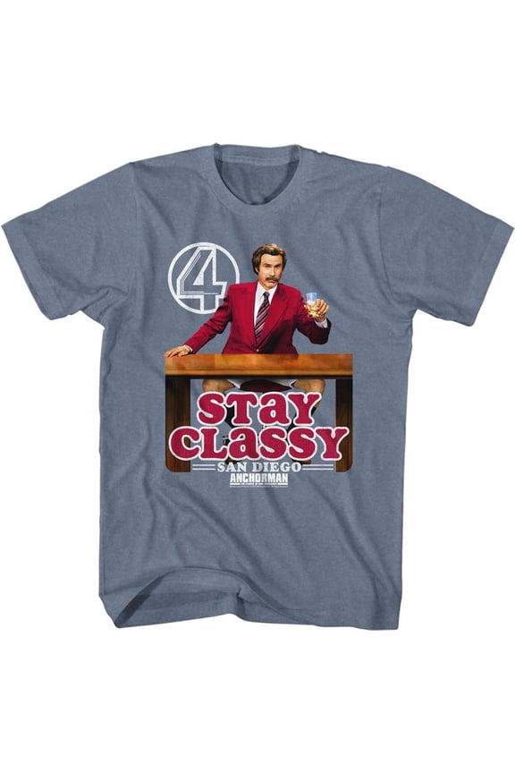 Anchorman Stay Classy Logo Indigo Heather Adult T-Shirt