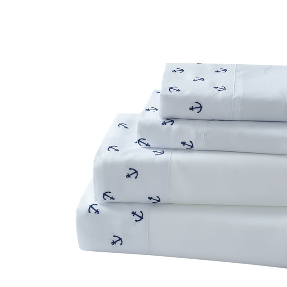 Anchors 3-piece Embroidered Sheet set Twin
