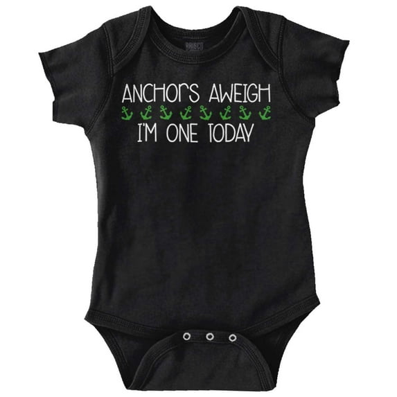 Anchors Away I'm 1 Today Pirate Bday Romper Boys or Girls Infant Baby Brisco Brands 12M