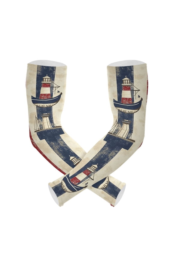 Anchors Ship Wheels Gardening Sleeves UV Sun Protection Cooling Arm Sleeves Anti-Scratch Farmers Sleeves for Women Men