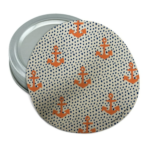 Anchors and Dots Sailing Pattern Round Rubber Non-Slip Jar Gripper Lid Opener