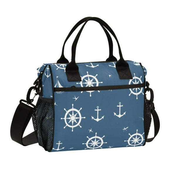 Anchors and Rudders Lunch Bag Insulated Lunch Box Leakproof Reusable Cooler Tote Adjustable Shoulder Strap for Men Women 9L