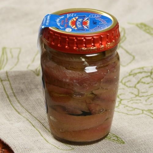 Scalia Anchovy Fillets in Extra Virgin Olive Oil, Glass Jar, Italian Anchovies, 2.8 oz
