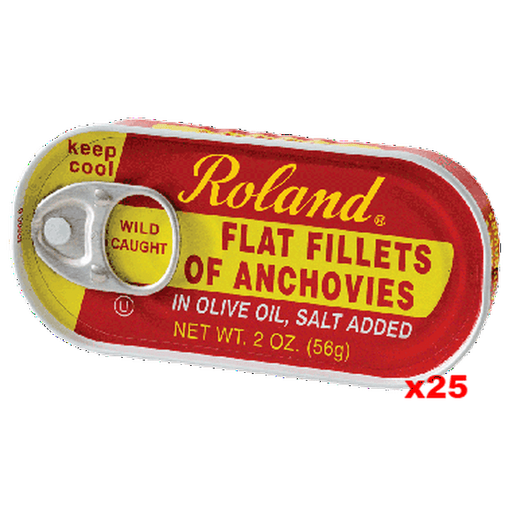 Anchovy Fillets in Olive Oil (Roland) CASE (25 x 2 oz) cans
