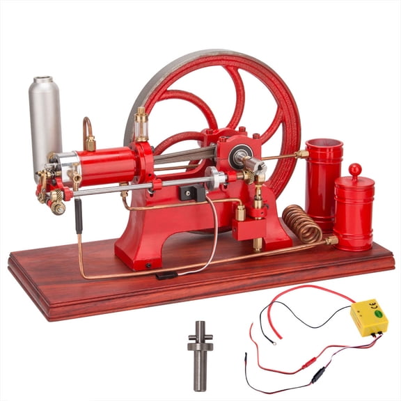 Ancient 4 Stroke Water Cooled Stationary Horizontal Mill Engine Model, Miniature Internal Combustion Engine Models with Mechanical Ignition & Rosewood Base, Vintage Metal Engines Model for Collectors