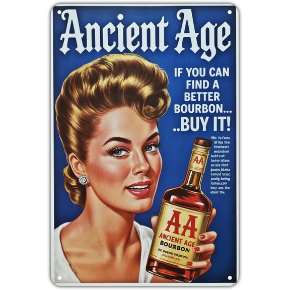 Ancient Age tin sign Vintage Bar Decor Ad Metal Sign Print Aesthetic for Garden Yard Bar Porch Home Bedroom Kitchen Wall Decor Decor Gift 8 x 12 inch
