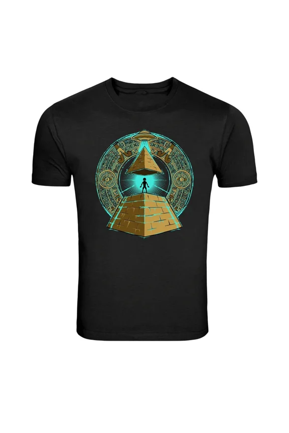 Ancient Alien Pyramid UFO Abduction T-Shirt, for men & women, Size S-5XL