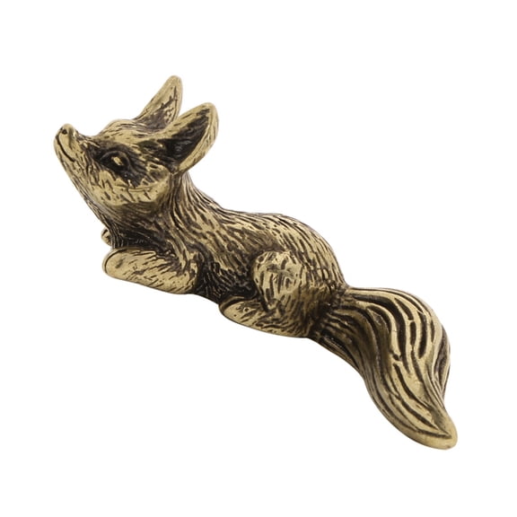 Ancient Antique Metal Foxes Miniature Statue Compacts Home Accent Decorative Piece with Intricate Carving Detail