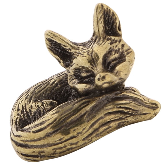 Ancient Antique Metal Foxes Miniature Statue Compacts Home Accent Decorative Piece with Intricate Carving Detail