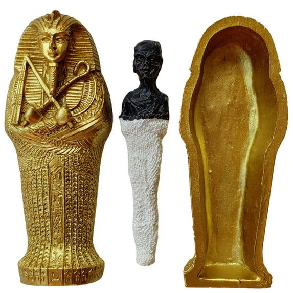 Ancient Artifact Collectible Sculpture Sarcophagus w/Mummy Figurine kids children toy , White Option 2 -white