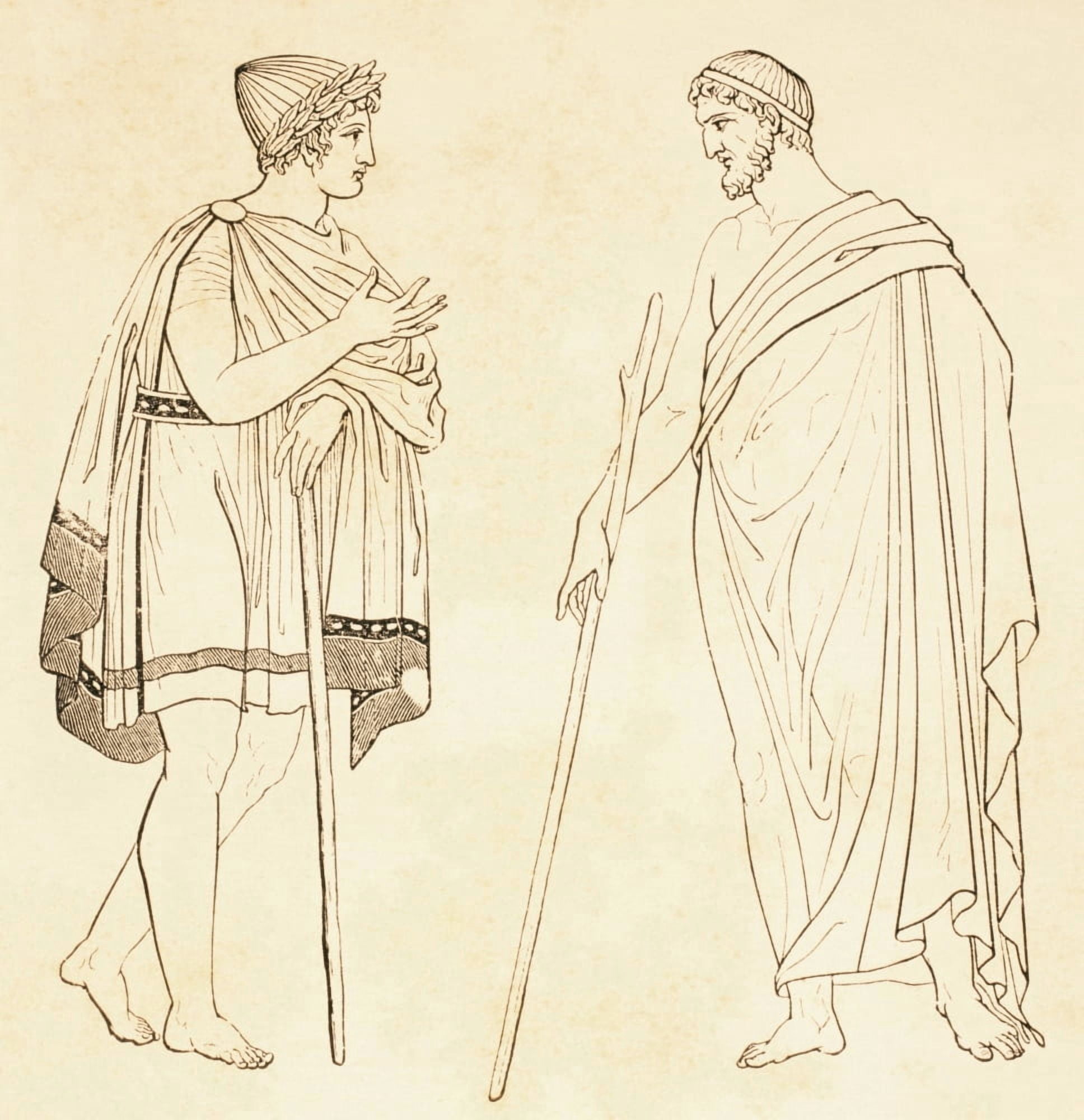 Ancient Athenians Exchanging Philosophical Ideas From El Mundo Ilustrado Published Barcelona 1880 Canvas Art - Ken Welsh Design Pics (14 x 15)