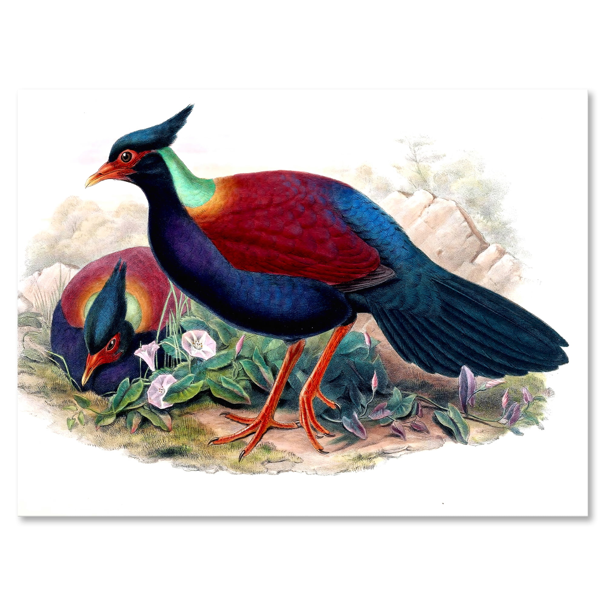 Ancient Birds In The Wild II 12 in x 8 in Painting Canvas Art Print, by Designart