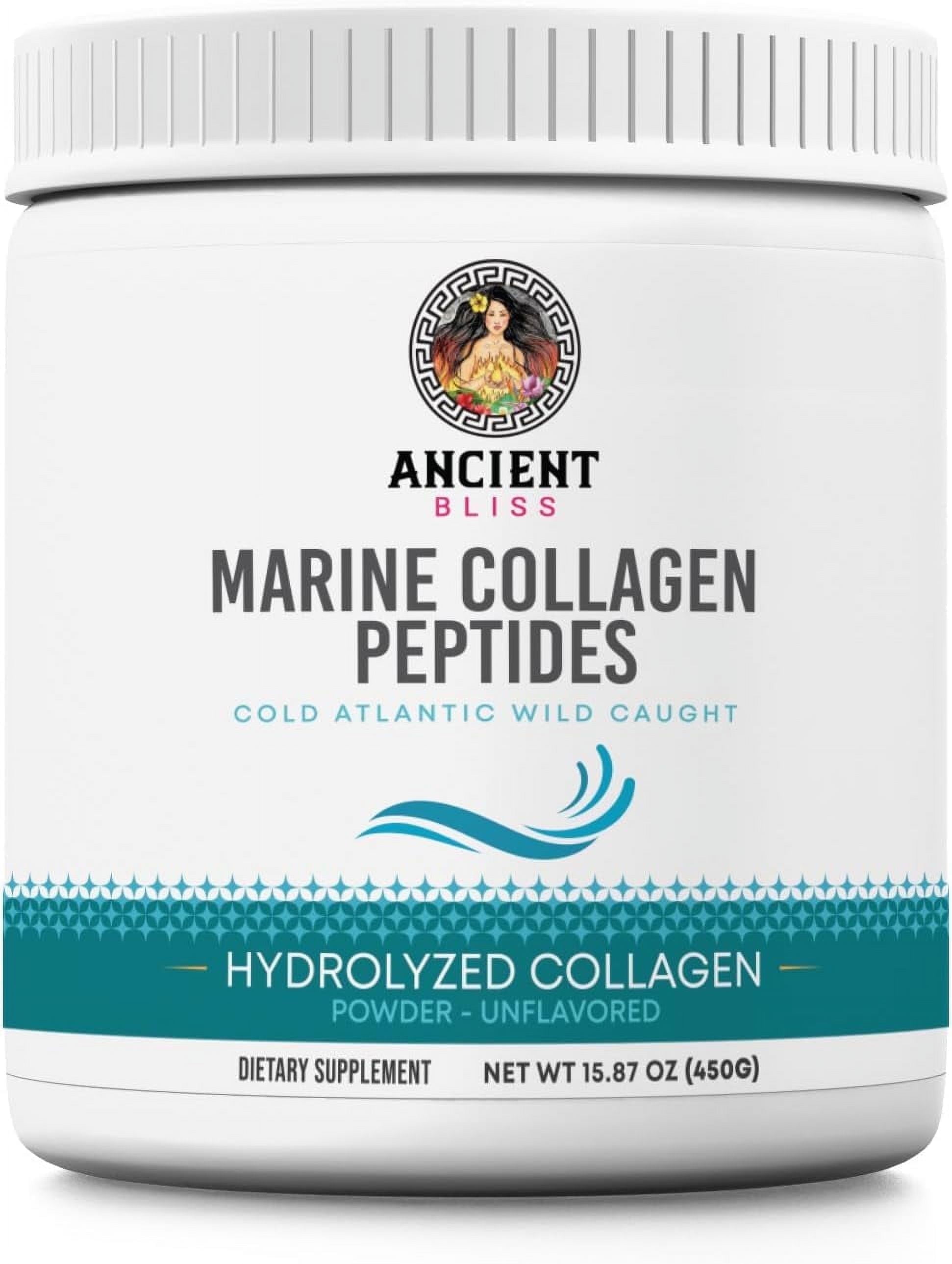 Ancient Bliss Wild-Caught Marine Fish Collagen Peptides Powder, Flavorless, Gluten-Free, 15.87 oz