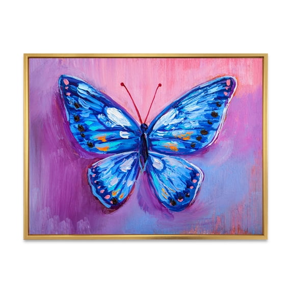 Ancient Blue Butterfly I 20 in x 12 in Framed Painting Canvas Art Print, by Designart