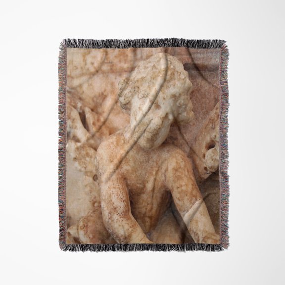 Ancient Celestial Cherub Frieze Photograph, Woven Blanket