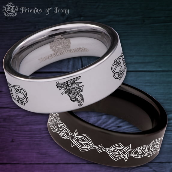 Ancient Celtic Dragon Tungsten Carbide Ring