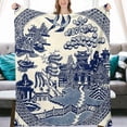 thumbnail image 1 of Ancient China Blue Willow Chinoiserie Flannel Fleece Throw Blankets 50"X40" Lightweight Fluffy Winter Fall Blanket Cozy Soft Fuzzy Plush Home Decor for Couch Bed Sofa Bedroom Living Room Travel, 1 of 6