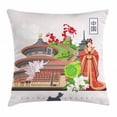 thumbnail image 1 of Ancient China Throw Pillow Cushion Cover, Vintage Style Chinese Attributes of Phoenix Dress Lotus Flower Dragon Palace, Decorative Square Accent Pillow Case, 18 X 18 Inches, Multicolor, by Ambesonne, 1 of 2