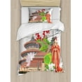 thumbnail image 1 of Ancient China Twin Size Duvet Cover Set, Vintage Style Chinese Attributes of Phoenix Dress Lotus Flower Dragon Palace, Decorative 2 Piece Bedding Set with 1 Pillow Sham, Multicolor, by Ambesonne, 1 of 3
