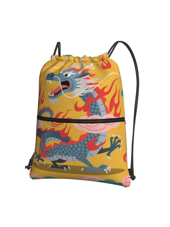Ancient Chinese Qing Dynasty Eror'S Dragon Drawstring Backpack Water Resistant String Bag Sports Sackpack Gym Sack For Men Women