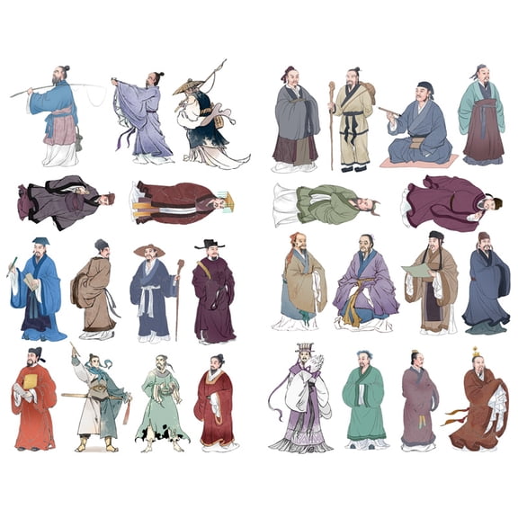 Ancient Chinese Sages Aesthetic Diary Travel Journal Paper Stickers Scrapbooking Stationery Sticker Flakes Art Supplies
