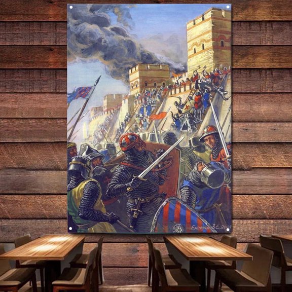 Ancient Christ Combat Legion Posters Wall Hanging Military Art Knights Templar Armor Banner & Flag Canvas Painting Wall Tapestry 38" x 57"