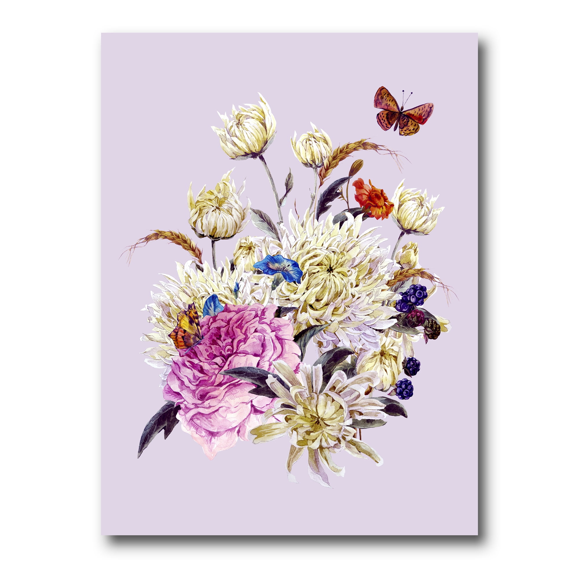 Ancient Chrysanthemums With Bouquet I 12 in x 8 in Painting Canvas Art Print, by Designart