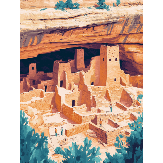 Ancient Cliff Dwelling Canvas Print/Wall Art, Suitable for Living Room, Bedroom, Office, Study, and Hotel Decoration.