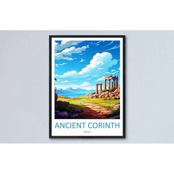 Ancient Corinth Scenic Travel Landscape Greece Home Wall Decor Unframed Paper Print