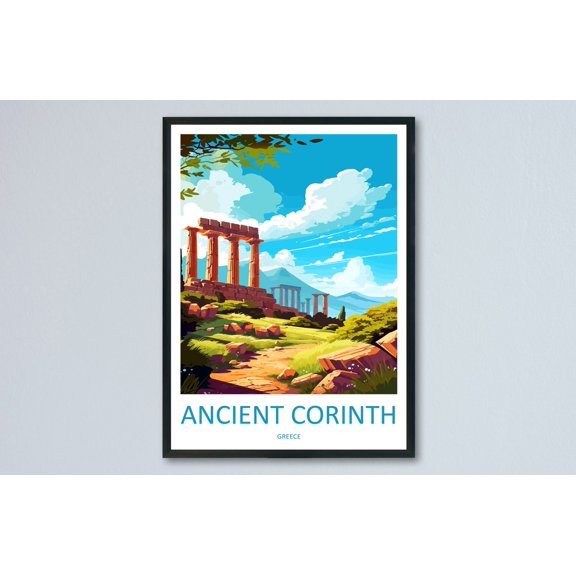 Ancient Corinth Scenic Travel Landscape Greece Wall Decor Unframed Paper Print