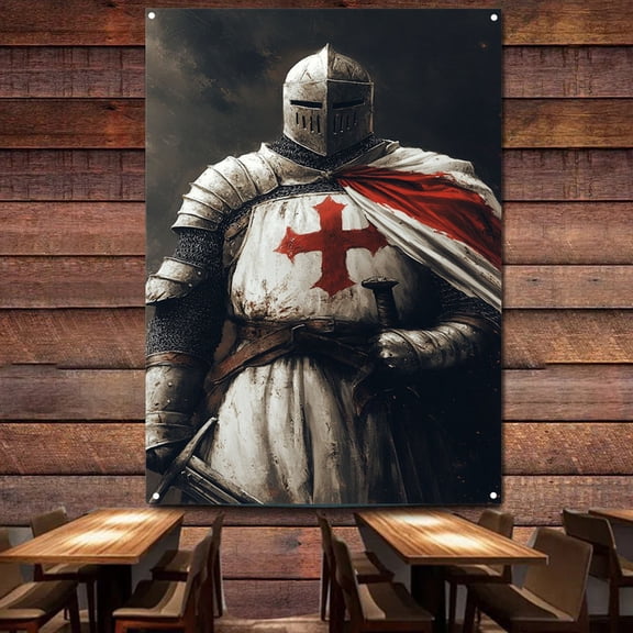 Ancient Cross Legion Art Decor Banner Wall Posters and Prints Vintage Knights Templar Flag Wall Hanging Decoration Posters Canvas Painting Suitable for Dorm and Room,38X57 inches