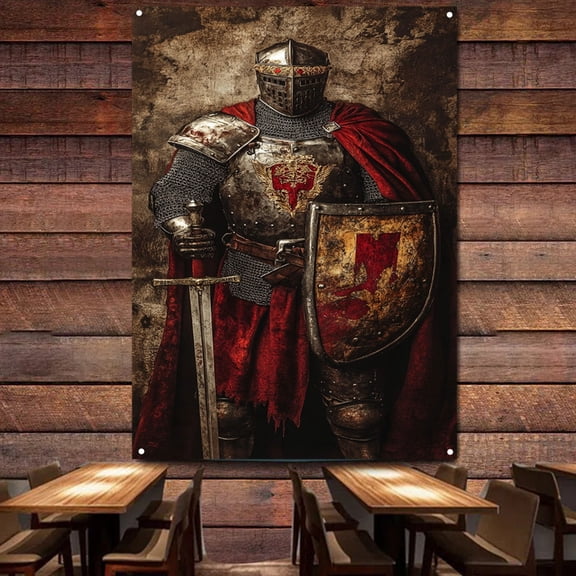 Ancient Cross Legion Wall Art Tapestry Vintage Knights Templar Posters and Prints Wall Hanging Flag Ornaments Mural Canvas Painting Home Decoration Banner,38X57 inches