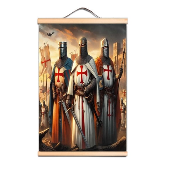 Ancient Cross Legion Wall Art Tapestry Vintage Knights Templar Posters and Prints Wall Hanging Flag Ornaments Mural Canvas Scroll Painting Home Decoration Banner,Multicolor,19.7X27.6 inches
