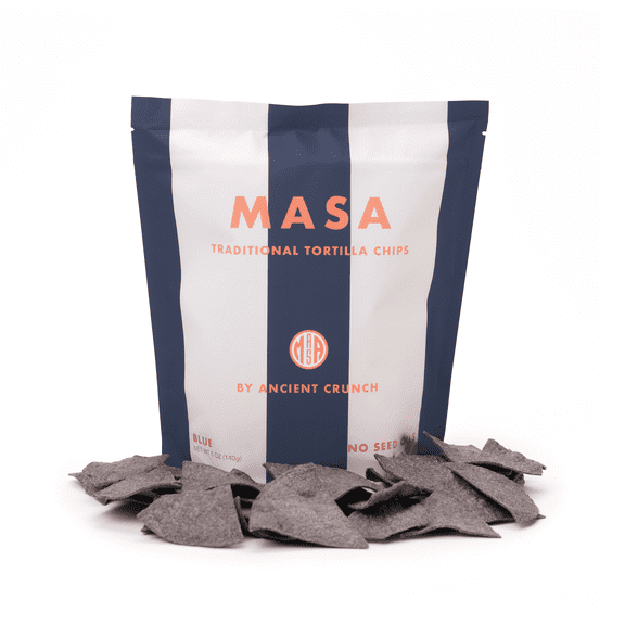 Ancient Crunch Masa Blue Chips Tortilla Gluten Free Seed Oil-Free Crunchy Corn Chips 2-Pack 5 Oz