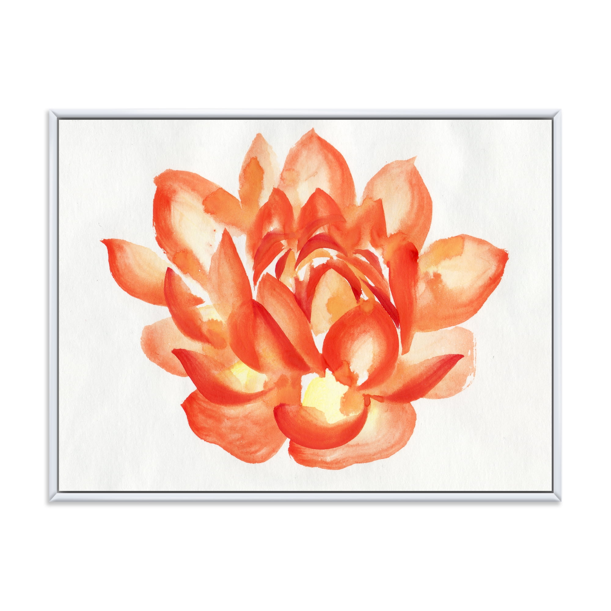 Ancient Detail of A Orange Lotus 20 in x 12 in Framed Painting Canvas Art Print, by Designart