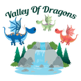 thumbnail image 1 of Ancient Dragons from Chinese History Flying Over Magic Fountain Artwork Vinyl Wall Decal - Unique Mythical Beast Creatures Blue Green and Red from Medieval Times Art for Kid's Bedroom Wall Decoration, 1 of 5