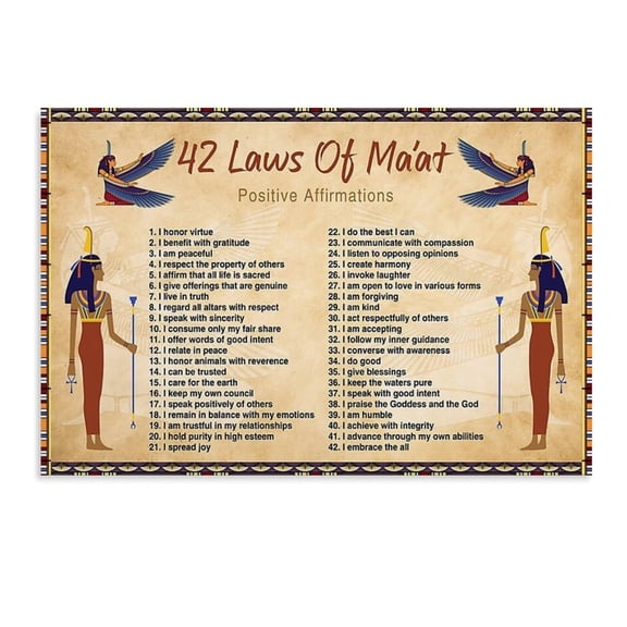 Ancient Egypt 42 Maat Laws  Science Poster  Canvas Art Wall Poster Printing Office Bedroom Aesthetic Poster Living Room