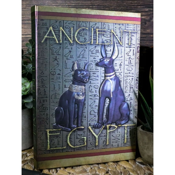 Ancient Egypt Bastet And Anubis Hieroglyphic Embossed Blank Page Journal Book