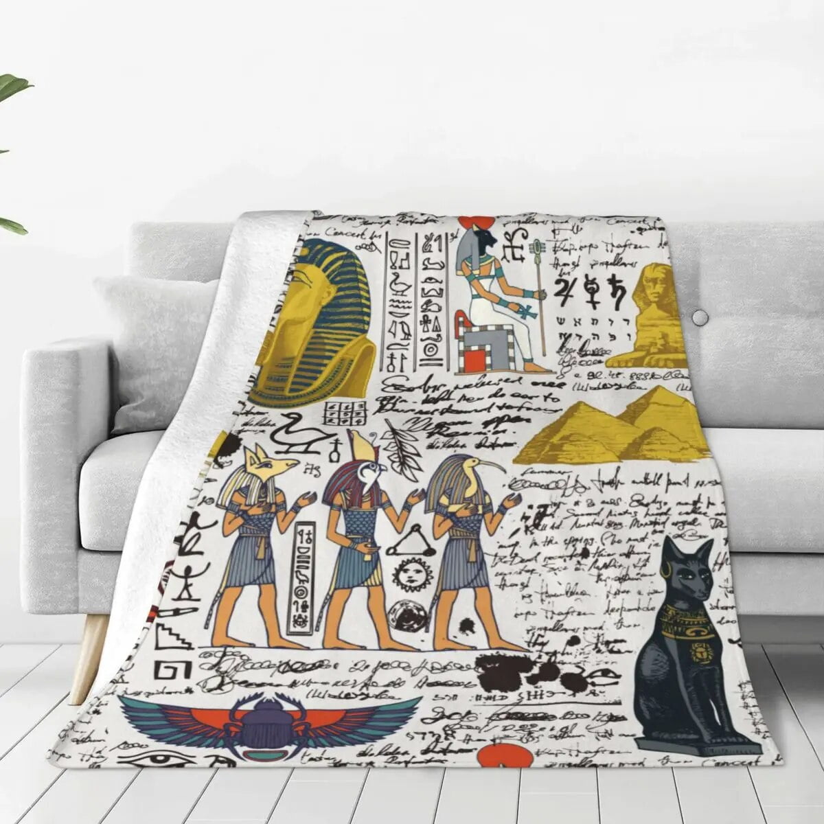 Ancient Egypt Blankets Flannel Printed Egypts Gods Breathable Soft