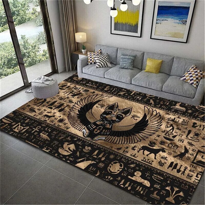 Ancient Egypt Carpet God Egyptian Cat Anubis Carpets for Living Room Bedroom Rug Antislip Floor