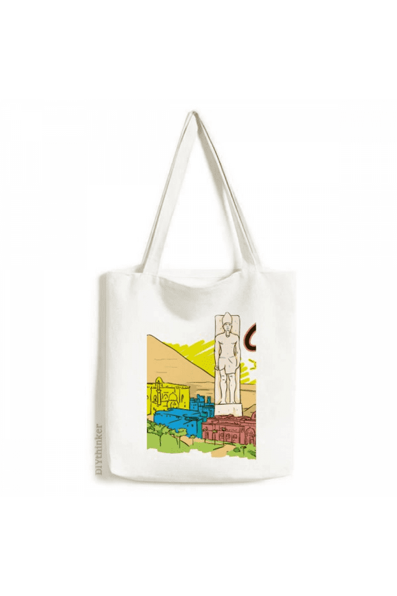 Ancient Egypt Decorative City Pattern Tote Canvas Bag Shopping Satchel Casual Handbag