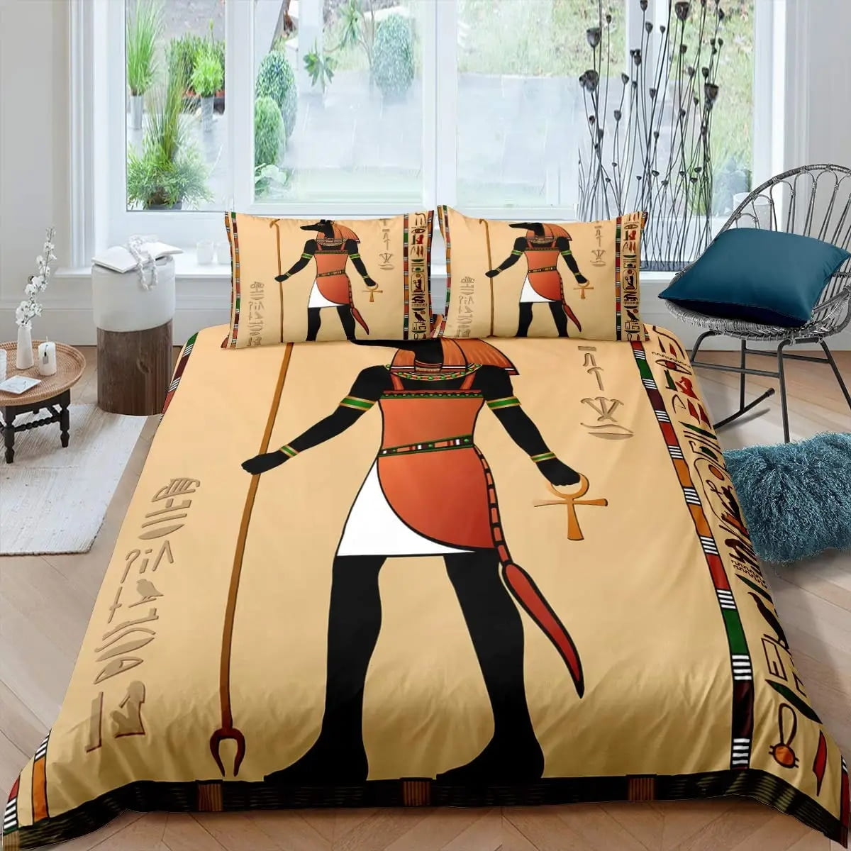 Ancient Egypt Duvet Cover Set Egyptian Symbol Bedding Set Vintage