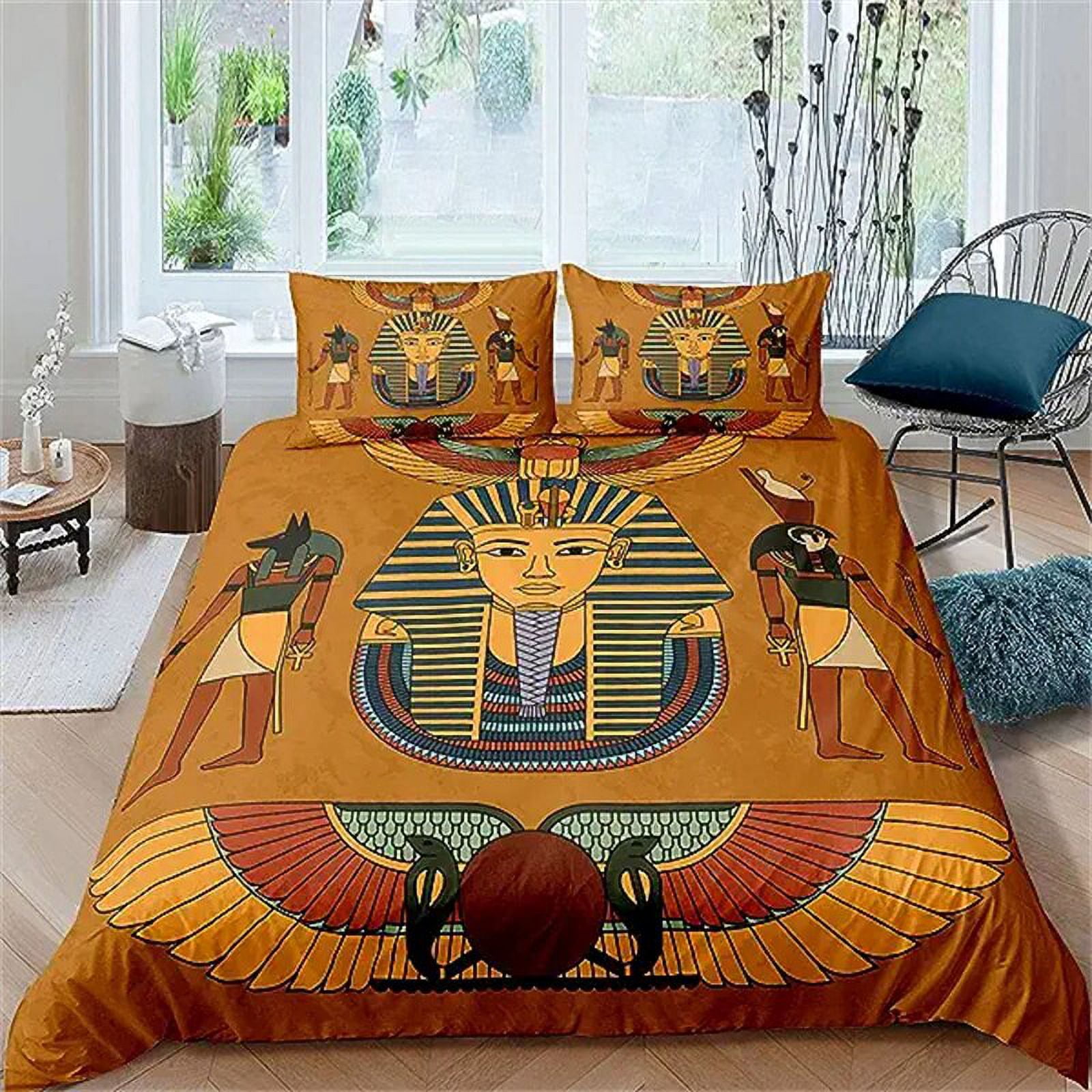Ancient Egypt Duvet Cover Set Egyptian Symbol Vintage Pharaoh Pyramid