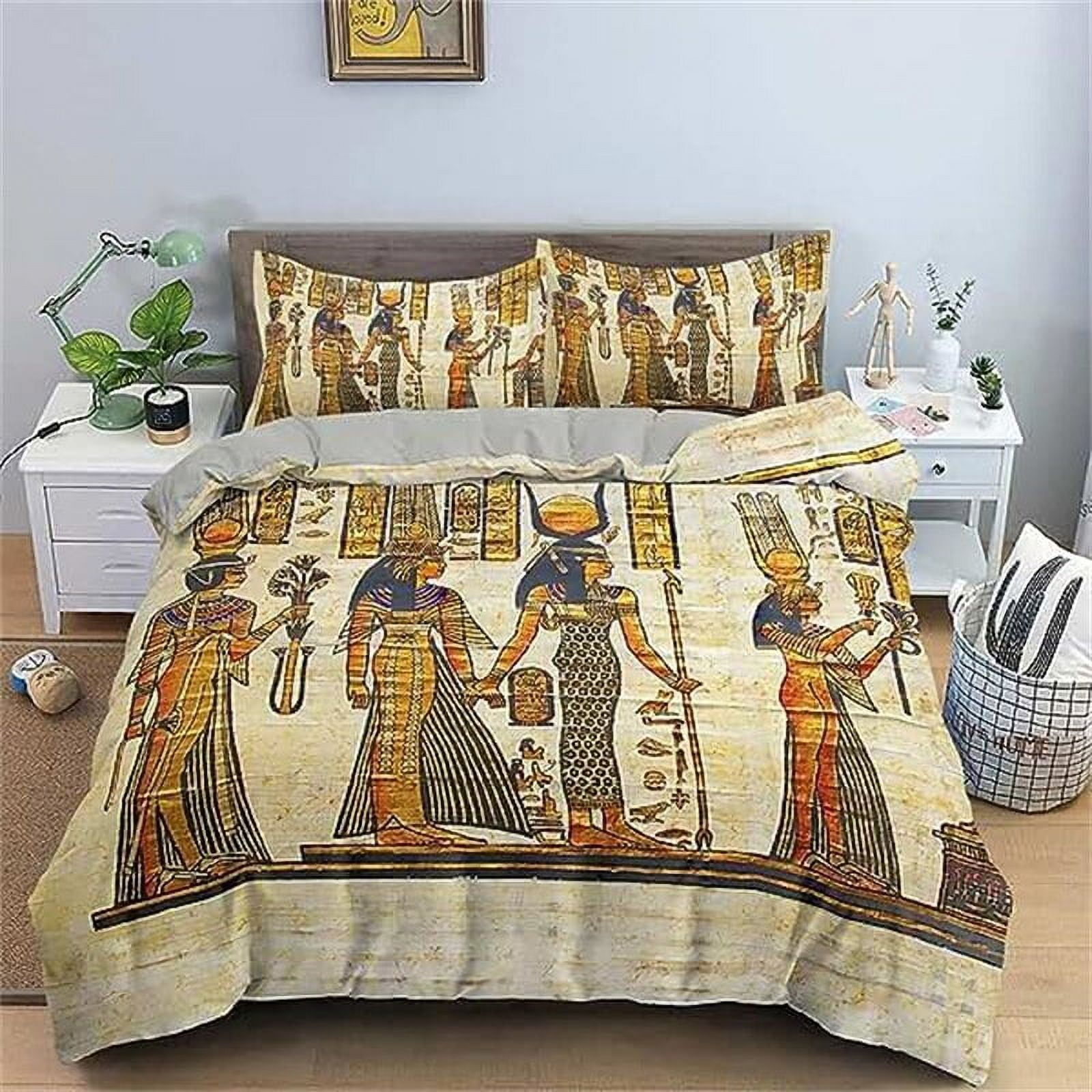 Ancient Egypt Duvet Cover Set Egyptian Symbol Vintage Pharaoh Pyramid