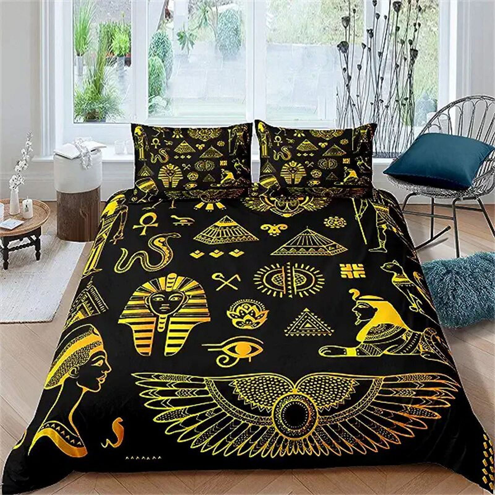 Ancient Egypt Duvet Cover Set Egyptian Symbol Vintage Pharaoh Pyramid