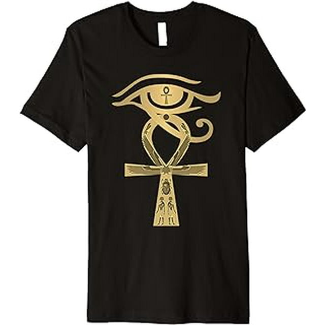 Ancient Egypt Egyptian God Horus Kemetic Heru ANKH Premium T-Shirt ...