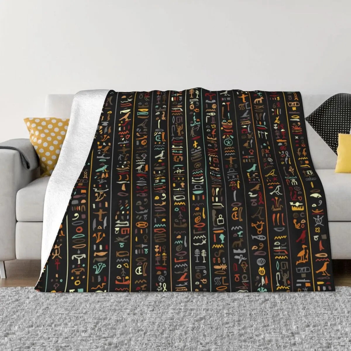 Ancient Egypt Egyptian Hieroglyphs Blanket Coral Fleece Plush All