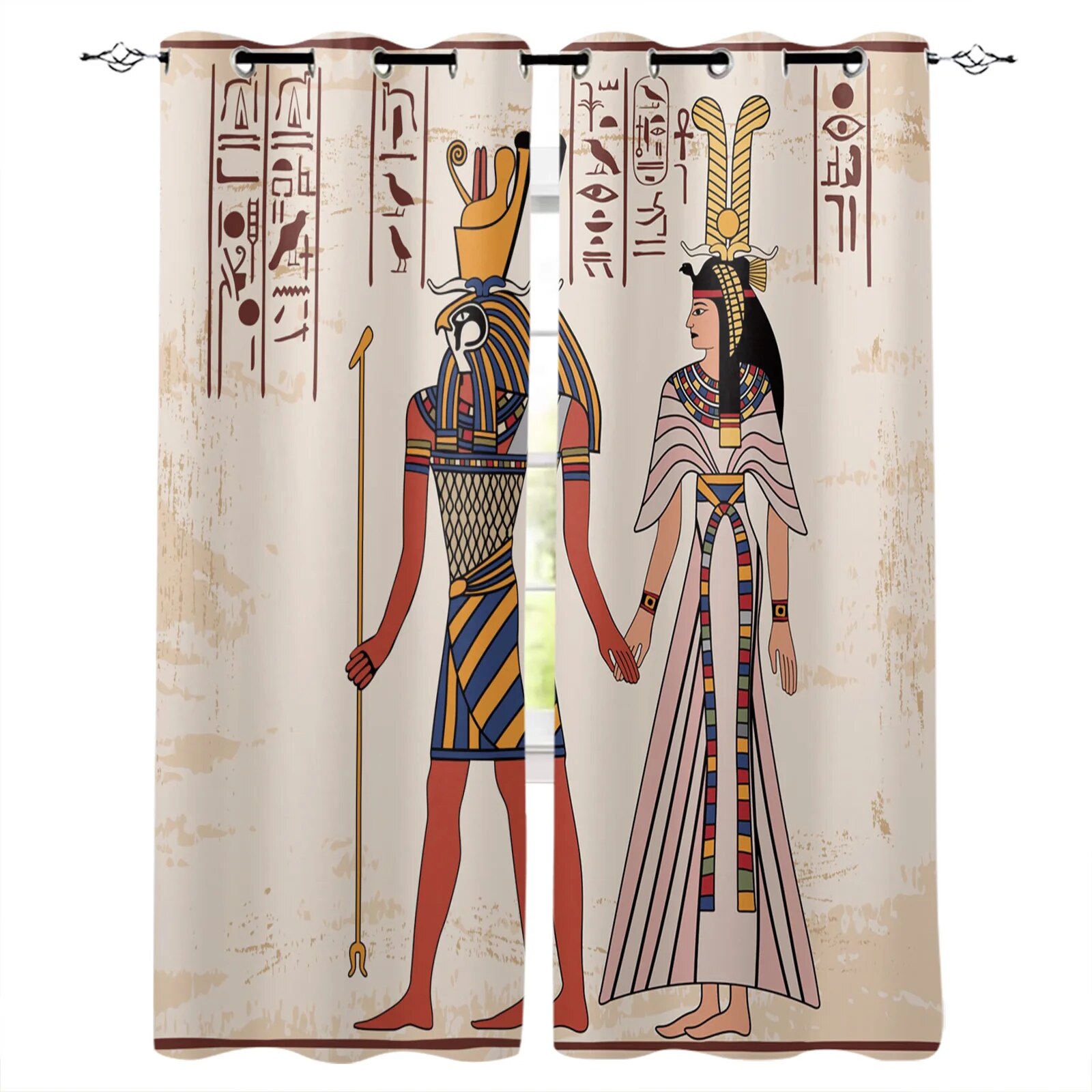 Ancient Egypt Egyptian Symbol Window Curtains Dark Outdoor Kitchen