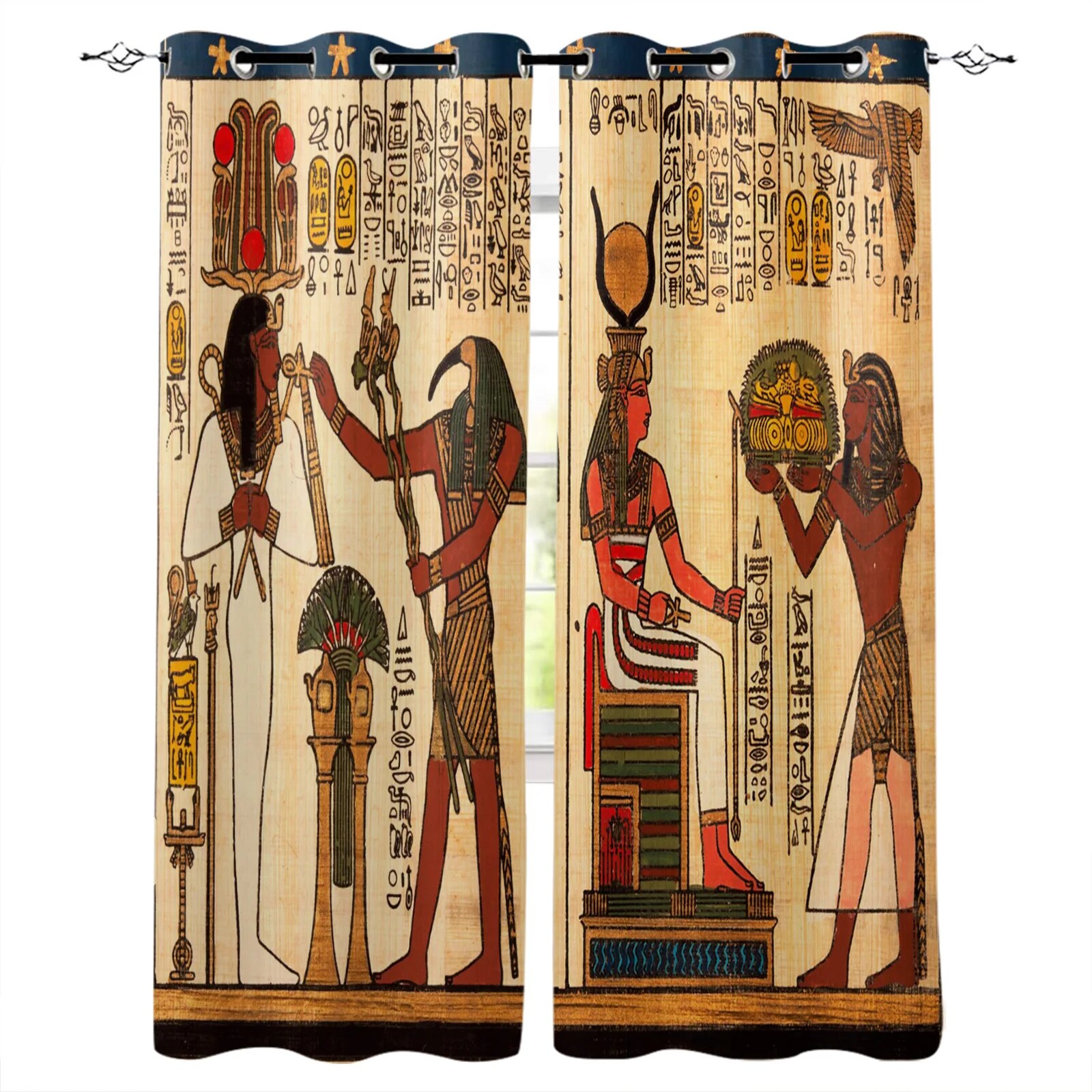 Ancient Egypt Egyptian Symbol Window Curtains Dark Outdoor Kitchen
